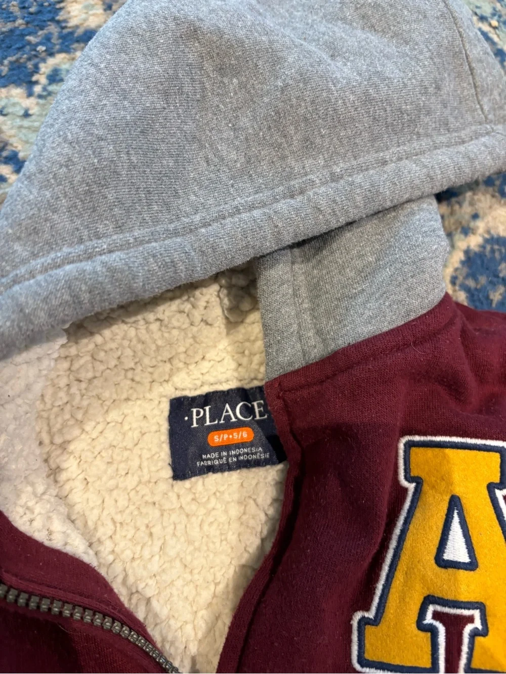 Boys fleece Children’s Place Letter “A” fleece jacket